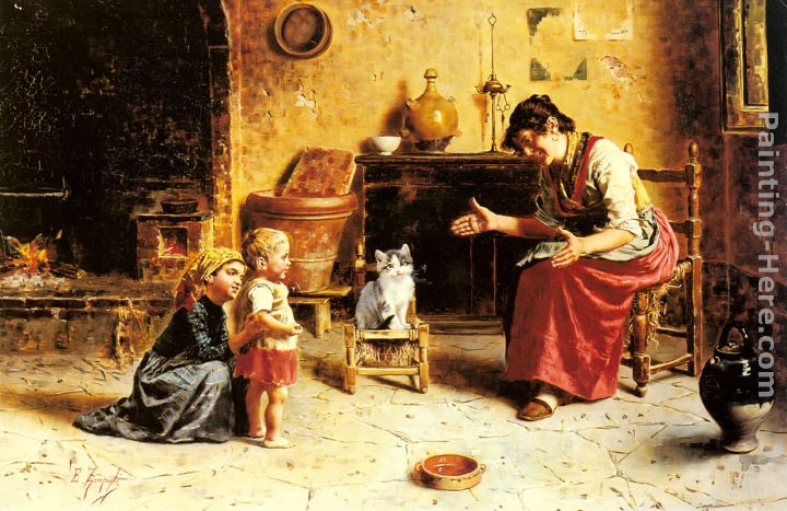 A Child's First Step painting - Eugenio Zampighi A Child's First Step art painting